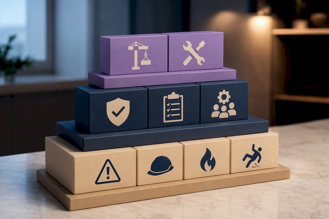Layered safety training progression illustration