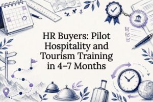 Decorative hospitality training timeline title card