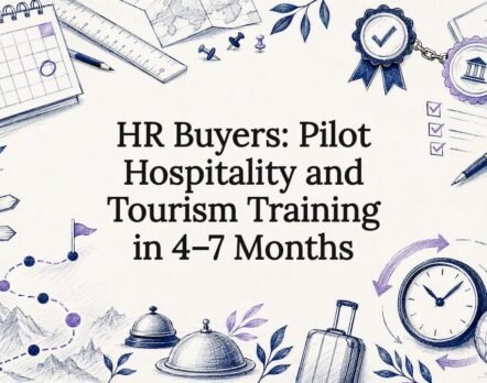 Decorative hospitality training timeline title card