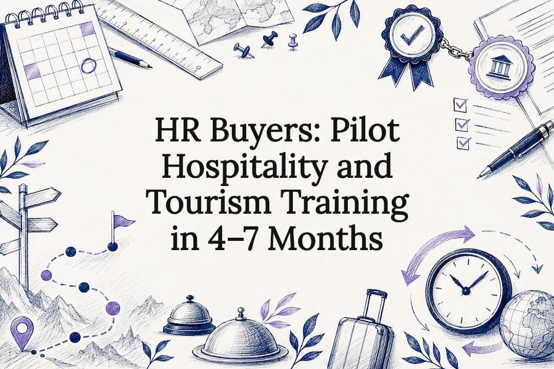 Decorative hospitality training timeline title card