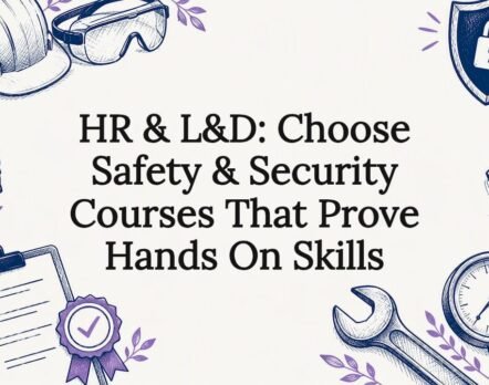 Decorative safety training title card illustration