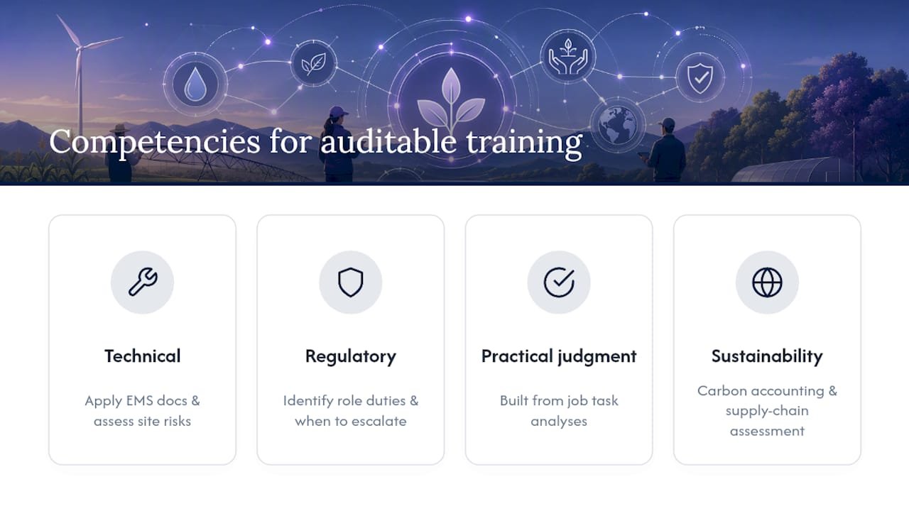 Four environmental training competency areas