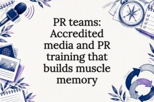 Decorative PR training title card illustration