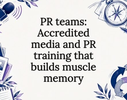 Decorative PR training title card illustration