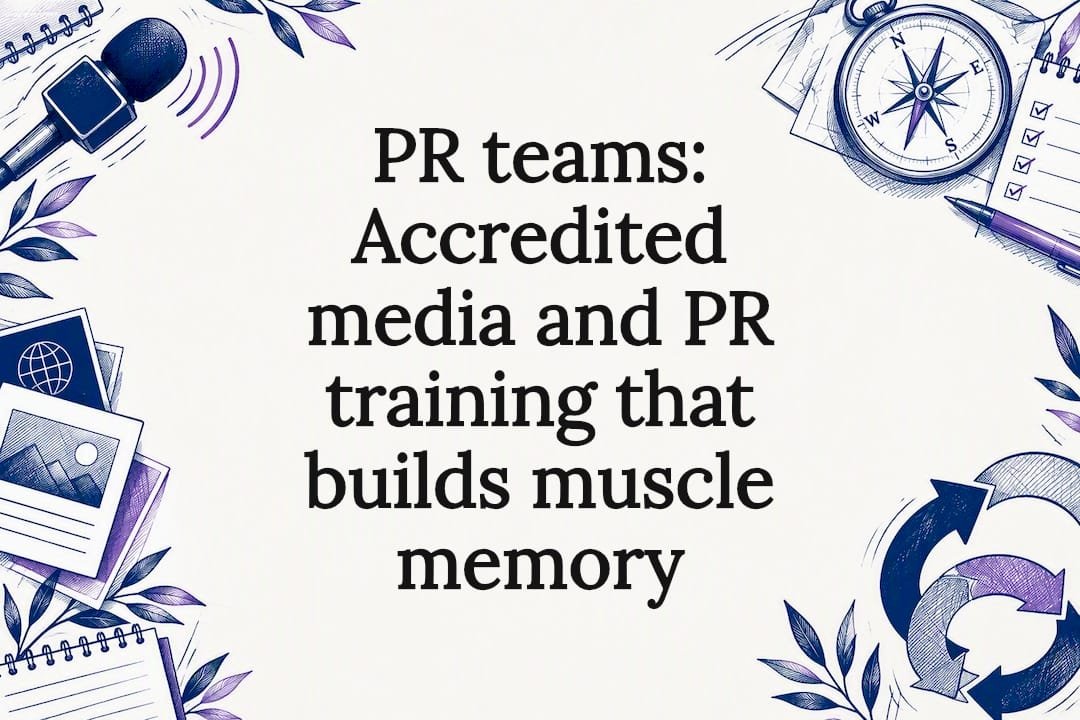 Decorative PR training title card illustration