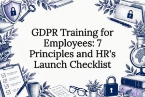 GDPR training title card with privacy sketches