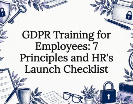 GDPR training title card with privacy sketches