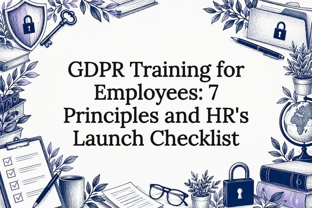 GDPR training title card with privacy sketches