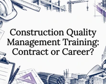 Construction quality training title card illustration