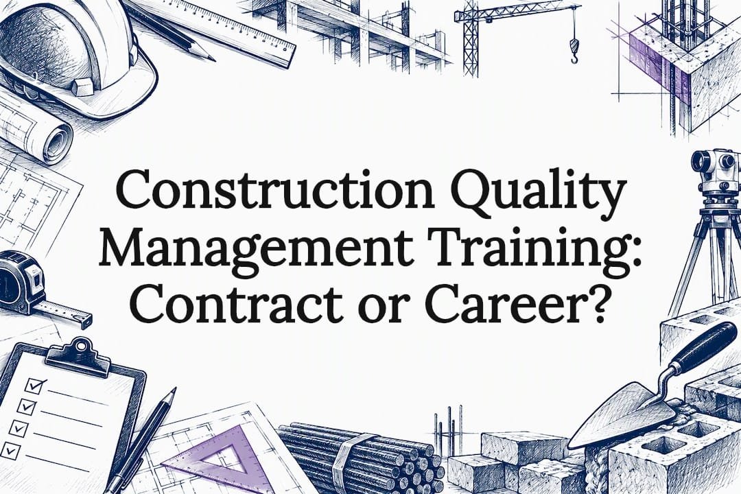 Construction quality training title card illustration