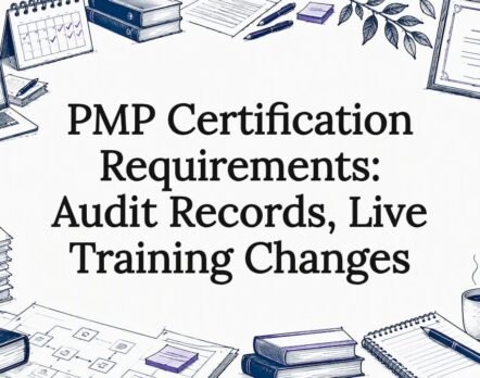 Sketch-framed PMP certification article title card