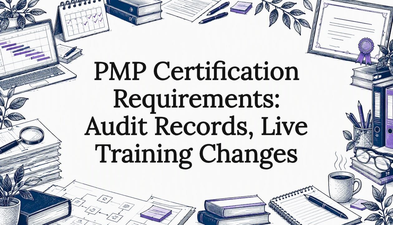 Sketch-framed PMP certification article title card