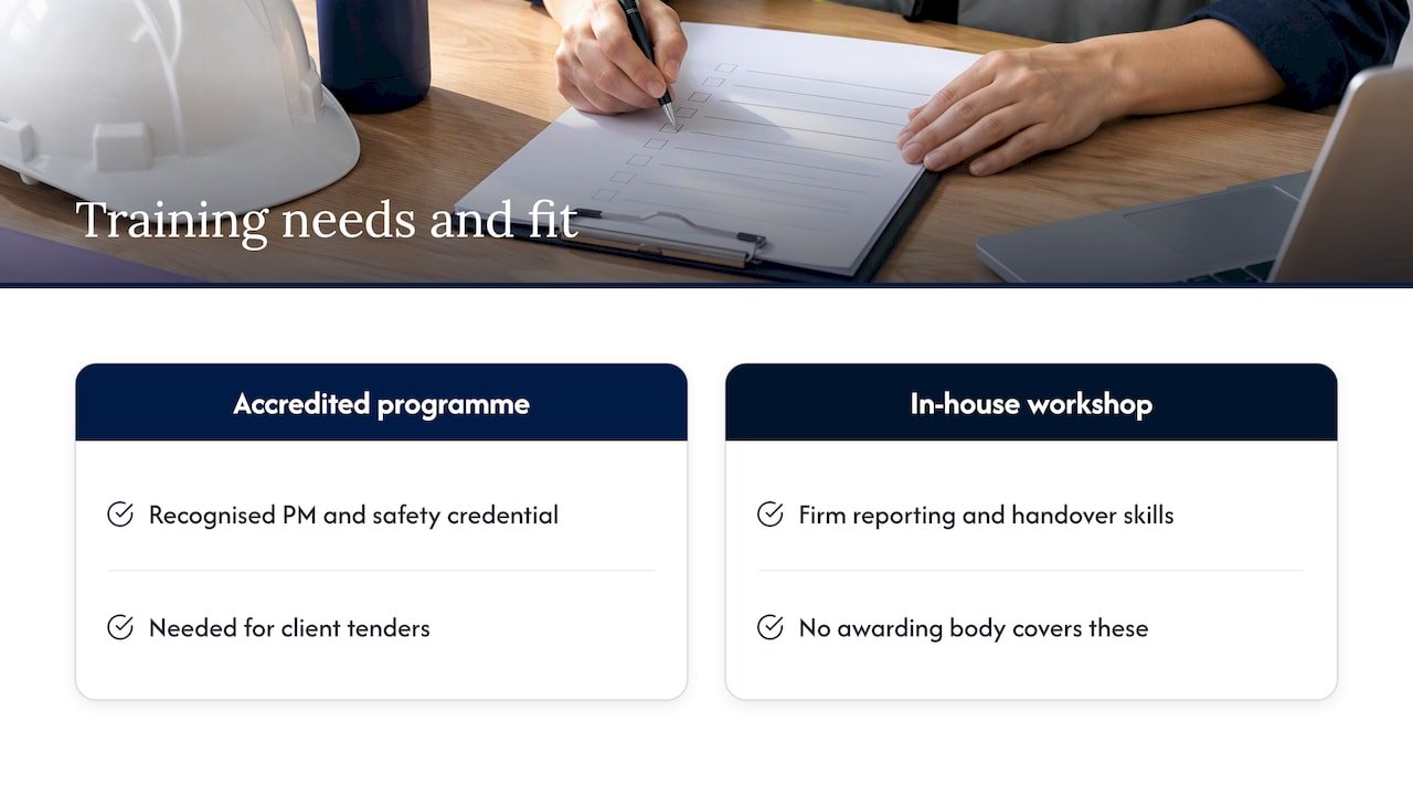 Two training needs matched to suitable courses