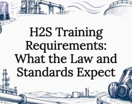H2S safety equipment sketches frame the title
