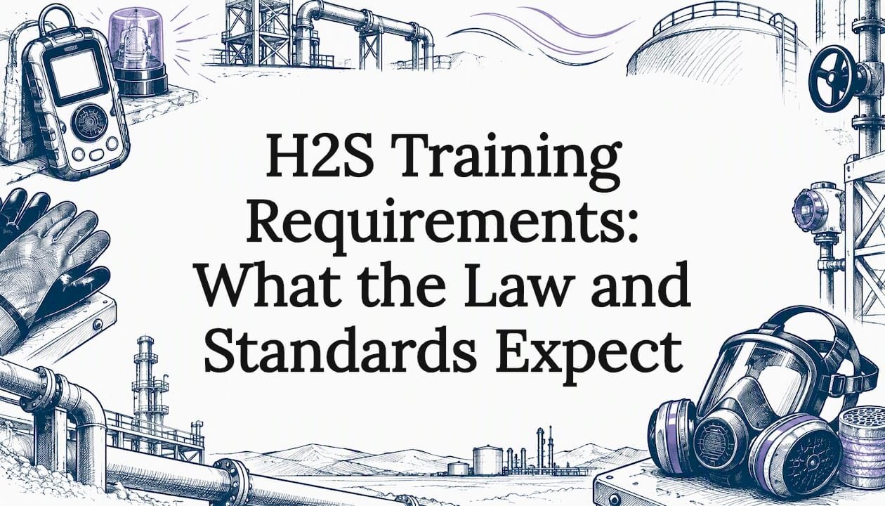 H2S safety equipment sketches frame the title